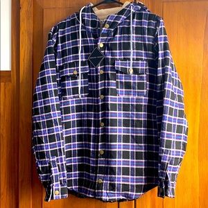 Fuzzy lined hooded flannel